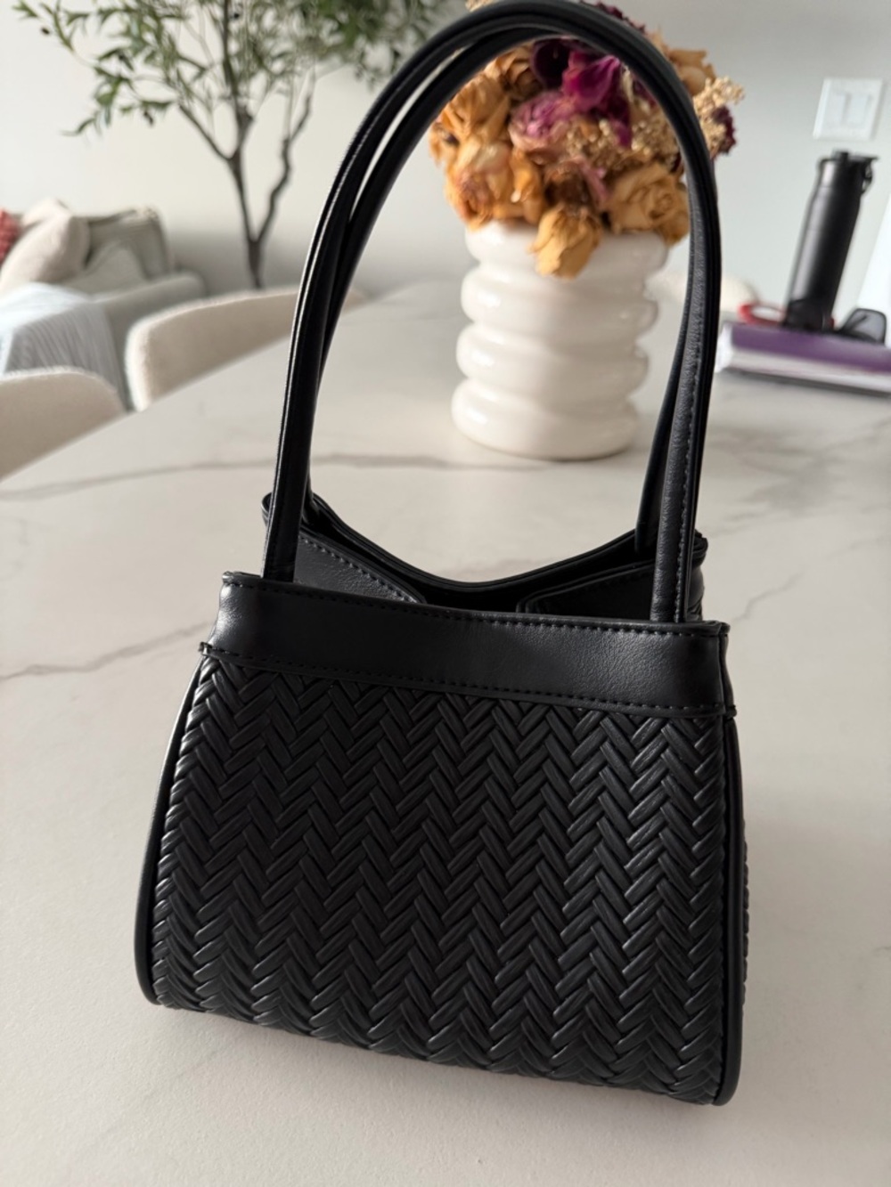 Anthropologie Black Woven Shoulder Bag - Picture 2 of 9